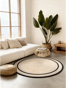 Obojstranný/ručne tkaný jutový okrúhly koberec v svetlo prírodnej farbe ø 150 cm Lina – Hanse Home