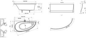 Ravak CS01000000 - Rohová vaňa AVOCADO 150x75 cm akrylát/biela