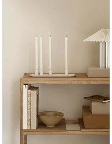 Biela/v striebornej farbe stolová lampa so stmievačom s textilným tienidlom (výška 36 cm) Taite – Blomus