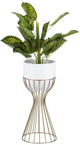 KOVOVÝ KVETINÁČ SO STOJANOM GLAM 46X20 CM BIELA/ZLATÁ