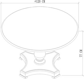 Jedálenský stôl Dijon 120 cm z masívu krémový