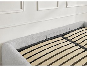 Svetlosivá čalúnená dvojlôžková posteľ s úložným priestorom/bez čela s roštom 180x200 cm Inera – Bobochic Paris