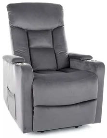Polohovacie kreslo Berville Velvet, sivá
