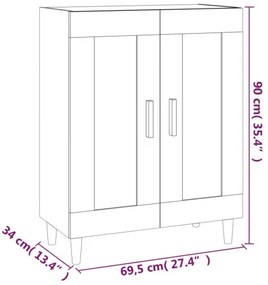 vidaXL Komoda dymový dub 69,5x34x90 cm spracované drevo-