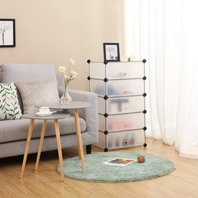 SONGMICS Plastový botník 10 políc polopriehľadný