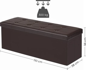 Taburetka 120 L, lavica s úložným priestorom, nosnosť 300 kg, hnedá