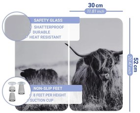 Kryty na sporák v súprave 2 ks z tvrdeného skla 30x52 cm Universal Highland Cattle – Wenko
