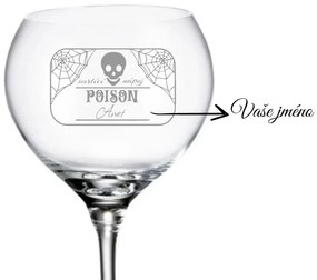 Dekorant Halloweenské poháre na červené víno SMRTIACÍ NÁPOJ POISON 1KS