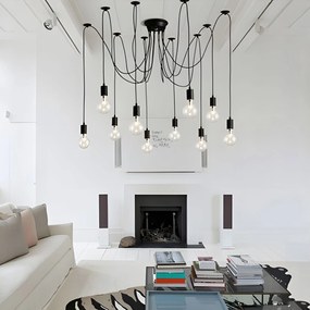 Toolight Spider, stropné svietidlo 12xE27, čierna, OSW-00020