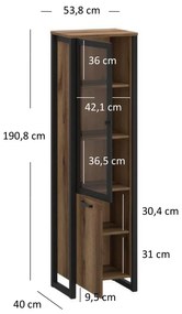 Vitrína Marni 1D1W (dub delano tmavý). Vlastná spoľahlivá doprava až k Vám domov. 1053040
