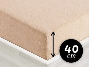 Froté napínacie prestieradlo na extra vysoký matrac FR-033 Béžové 90 x 220 - výška 40 cm