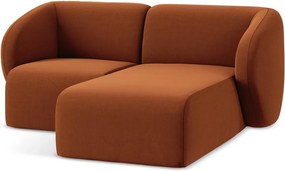 Zamatová rohová pohovka v terakotovej farbe (pravý roh/s leňoškou) Lani – Makamii