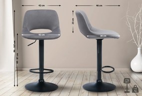 2x Barová stolička Camden - zamat, čierny rám - Tmavo sivá