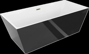 Mexen Lita, voľne stojaca vaňa 170 x 75 cm + zlatá odtoková zátka a prepadový otvor, čierna - biela, 52121707575-G