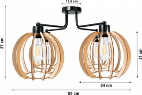 Závesná lampa DRONE 4xE27 - DREVENÁ GUĽA 2