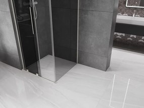 Mexen Velar L, sprchový kút s posuvnými dverami 120 x 120 cm, 8mm šedé sklo, brúsená oceľ, 871-120-120-43-97