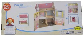Playtive Drevený domček pre bábiky svetlo ružová