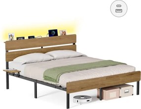 Kovová manželská posteľ s LED osvetlením 160 cm RMB105HC01