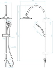 Kuchinox Ondo, sprchový stĺp s dažďovou hlavicou, čierna, LAV-PG7_70OX