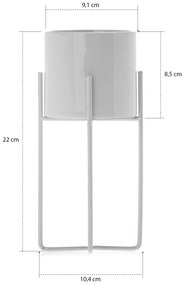 KERAMICKÝ KVETINÁČ SO STOJANOM FLORRI 22X10,5 CM BIELA