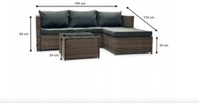 Súprava záhradného nábytku z technoratanu v sivej farbe