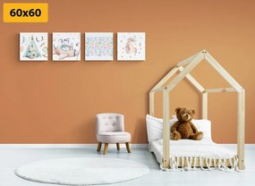 Set obrazov pre deti v pastelových farbách - 4x 40x40