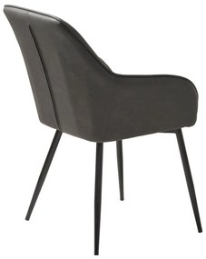 Tmavosivé čalúnené jedálenské kreslá v súprave s podrúčkami 2 ks Nolan Stripe – Unique Furniture