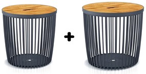 Set 2 univerzálnych košov s bambusovým vekom, 25 + 35 l, prírodné drevo / antracit