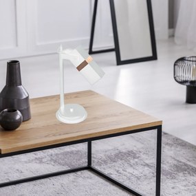 Stolná lampa Vidar, 1x drevené/biele kovové tienidlo, w