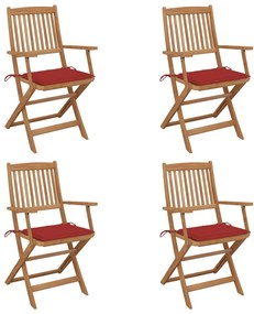 Skladacie záhradné stoličky s podložkami 4 ks akáciový masív 3064623