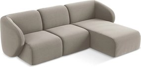 Svetlohnedá zamatová rohová pohovka (pravý roh/s leňoškou) Lani – Makamii