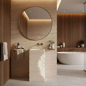 Rea Travena Square, voľne stojace umývadlo 400×400×840 mm, béžová-ecru, REA-U3534