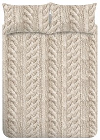 Béžové obliečky na dvojlôžko z mikroplyšu 200x200 cm Cable Knit - Catherine Lansfield