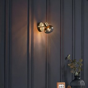 Moderné stropné bodové svetlo zlaté s okrúhlym jantárovým sklom - Teddy