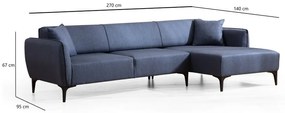 Modrá rohová pohovka Belissimo, pravý roh – Balcab Home