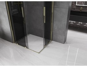 Mexen Velar Duo, sprchový kút s posuvnými dverami 100 x 90 cm, 8mm šedé sklo, zlatá lesklá, 871-100-090-42-50