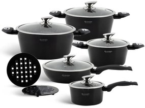 Čierna lesklá sada hrncov - 12 kusov