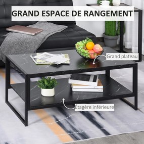HOMCOM Moderný konferenčný stolík s 2 policami 106 x 50 x 47 cm Čierny | Aosom