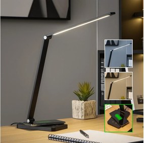 BRILAGI - LED stmievateľná dotyková stolová lampa s bezdrôtovým QI nabíjaním LED/7W/5V 3000/4000/6000K čierna