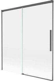 Mexen Rox, 2-krídlová posuvná vaňová zástena 150 x 150 cm, 8mm číre sklo, brúsený grafit profil, 8C9-150-001-66-00