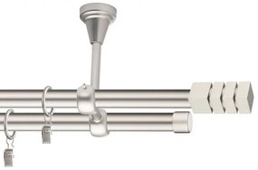 Dekorstudio Stropná dvojradová garniža NORDIC chrómova matná 19mm Dĺžka: 180cm, Typ príslušenstva: Bez príslušenstva