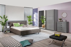 Šatníková skriňa s posuvnými dverami a zrkadlom Catalina 220 - šedá