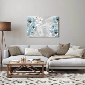 Obraz - 3D modré kvety (90x60 cm)