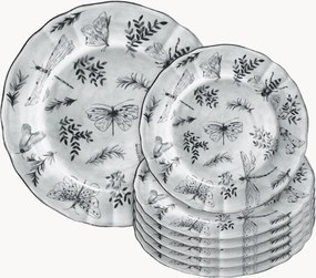 Porcelánový servírovací tanier na tortu a porcelánové dezertné taniere Sonia, 7 ks