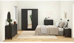 Čierna šatníková skriňa so zrkadlom 150x199x58 cm Madrid – Tvilum