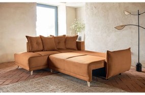 Menčestrová rozkladacia rohová pohovka v tehlovej farbe (ľavý roh) Lazy Lukka – Miuform