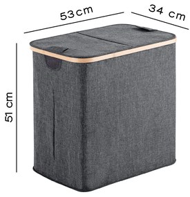 GEDY 133808 Yoshi kôš na bielizeň 53 x 51 x 34 cm, bambus, sivá