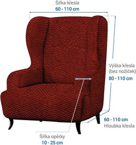 Bielastické poťahy CRISTINA medená kreslo ušiak (š. 60 - 110 cm)