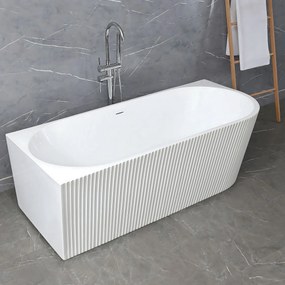 Voľne stojaca akrylátová vaňa REA WENUS LEFT 170x80 cm biela, sifón Click-Clack - čierny