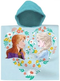 Kúpacie pončo - osuška s kapucňou Ľadové kráľovstvo - Frozen - motív Anna a Elsa - 60 x 120 cm